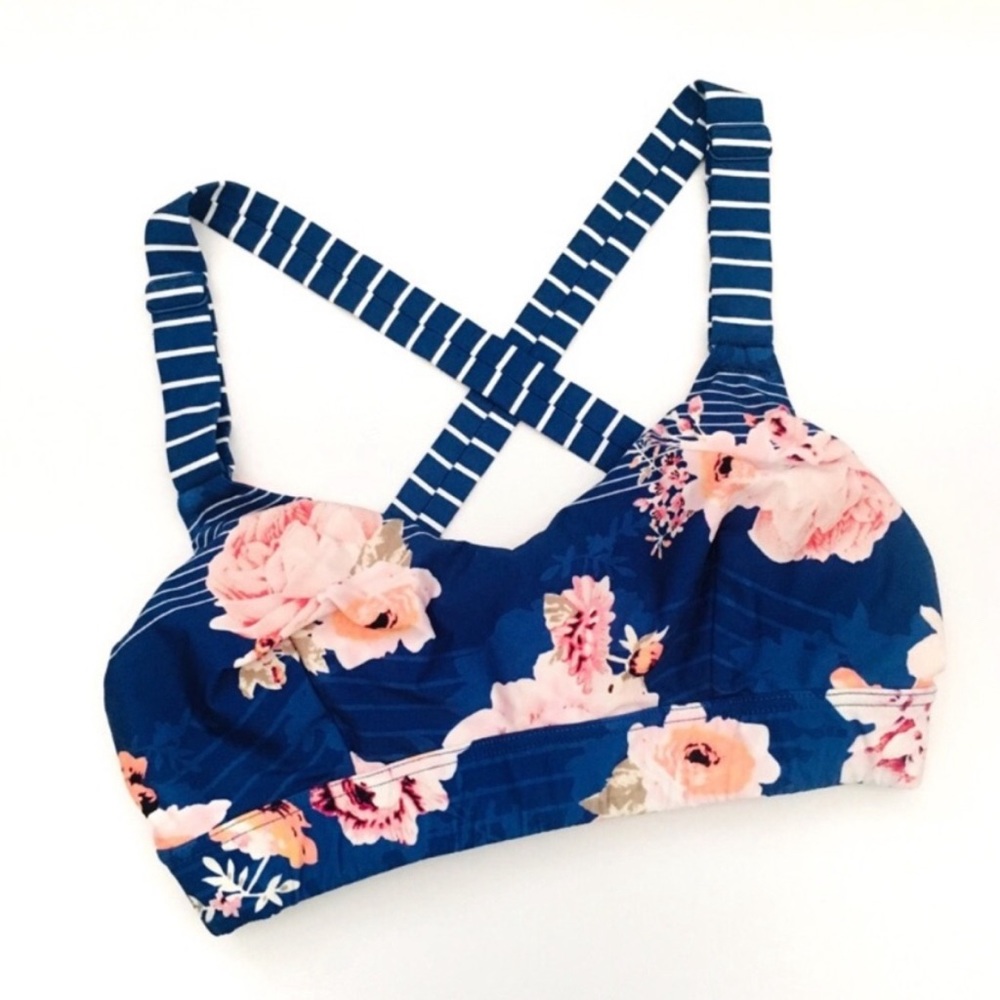 Anthropologie x SeaFolly Royal Blue Mixed Print Bikini Top